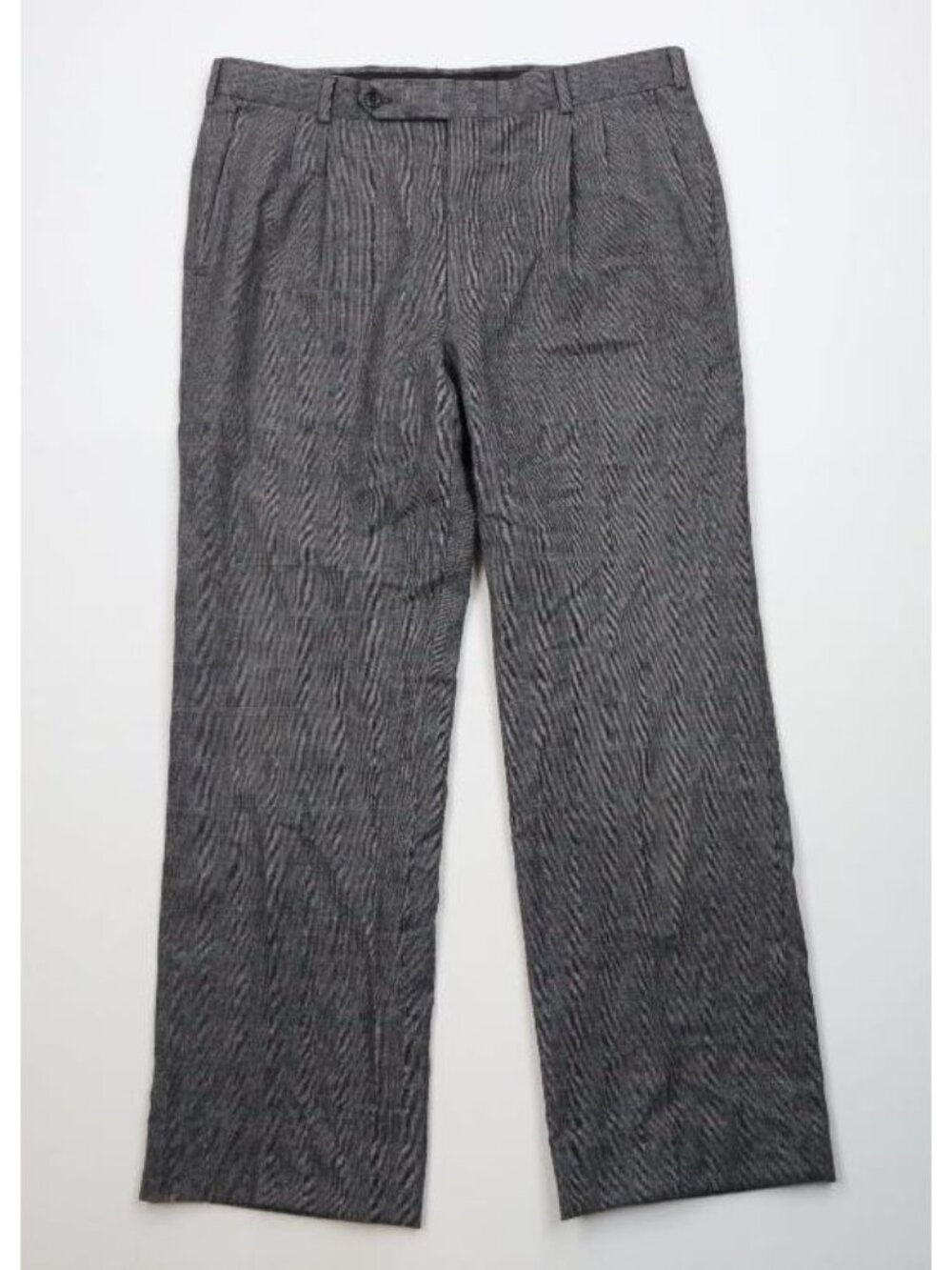Vintage 90s Burberry Wool Knit Wide Leg Chino Pants Mens W36 L30 Gray Plaid USA